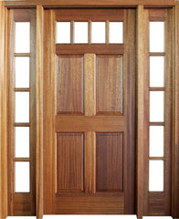 WDMA 56x80 Door (4ft8in by 6ft8in) Exterior Swing Mahogany Louisburg 4 Lite Single Door/2Sidelight 1