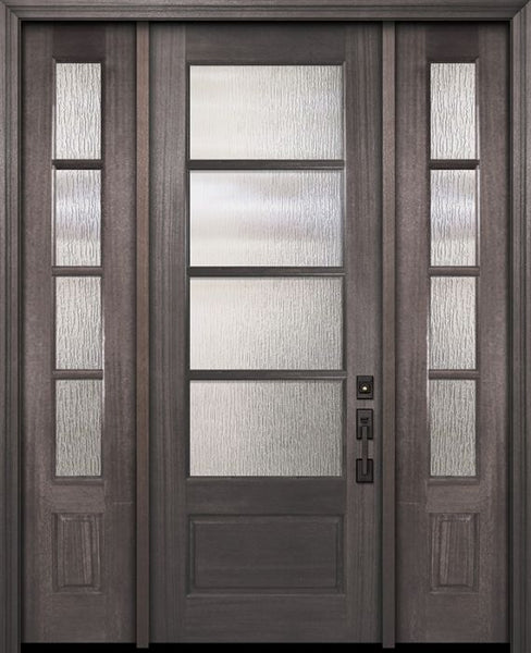 WDMA 56x96 Door (4ft8in by 8ft) Exterior Mahogany 96in 3/4 Lite 4 Lite Horizontal SDL DoorCraft Door /2side 1