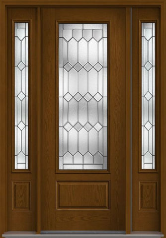 WDMA 58x96 Door (4ft10in by 8ft) Exterior Oak Crystalline 8ft 3/4 Lite 1 Panel Fiberglass Door 2 Sides 1