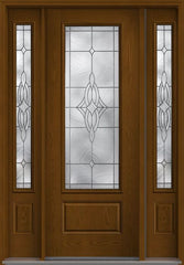 WDMA 58x96 Door (4ft10in by 8ft) Exterior Oak Wellesley 8ft 3/4 Lite 1 Panel Fiberglass Door 2 Sides 1