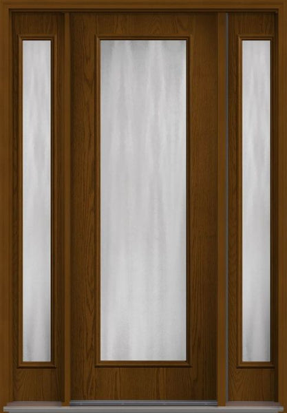 WDMA 58x96 Door (4ft10in by 8ft) Patio Oak Chinchilla 8ft Full Lite Flush Fiberglass Exterior Door 2 Sides 1