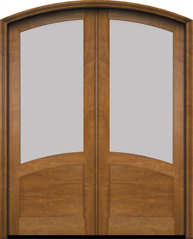 WDMA 60x78 Door (5ft by 6ft6in) Exterior Swing Mahogany 2/3 Arch Lite Arch Top Double Entry Door 1