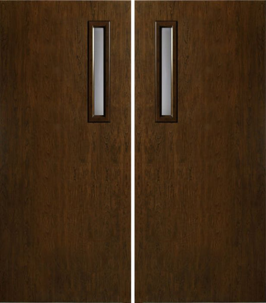 WDMA 60x80 Door (5ft by 6ft8in) Exterior Cherry Contemporary One Slim Vertical Lite Double Entry Door 1