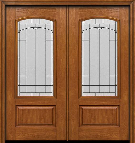 WDMA 60x80 Door (5ft by 6ft8in) Exterior Cherry Camber 3/4 Lite Double Entry Door Topaz Glass 1