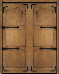 WDMA 60x84 Door (5ft by 7ft) Interior Swing Mahogany Arch Top 2 Panel Rustic-Old World Home Style Exterior or Double Door with Corner Straps / Straps 2