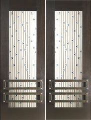 WDMA 60x96 Door (5ft by 8ft) Exterior Mahogany Double 2-1/4in Thick Doors Art Glass Iron Work 1
