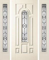 WDMA 62x80 Door (5ft2in by 6ft8in) Exterior Smooth Salinas Center Arch Lite 7 Panel Star Door 2 Sides Full Lite Sidelight 1