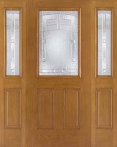 WDMA 62x80 Door (5ft2in by 6ft8in) Exterior Oak Fiberglass Door 1/2 Lite Maple Park 6ft8in 2 Sidelight 1