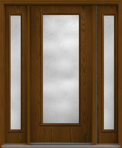 WDMA 62x80 Door (5ft2in by 6ft8in) French Oak Rainglass Full Lite Flush Fiberglass Exterior Door 2 Sides 1