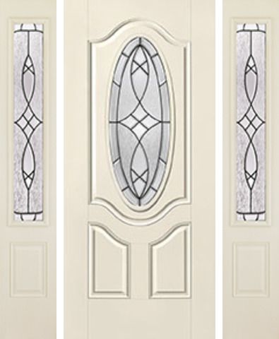 WDMA 62x80 Door (5ft2in by 6ft8in) Exterior Smooth Blackstone 3/4 Deluxe Oval Lite 2 Panel Star Door 2 Sides 1