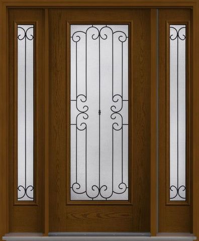 WDMA 62x80 Door (5ft2in by 6ft8in) Exterior Oak Riserva Full Lite W/ Stile Lines Fiberglass Door 2 Sides HVHZ Impact 1