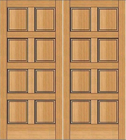 WDMA 64x80 Door (5ft4in by 6ft8in) Exterior Fir 1-3/4in 8 Panel Double Door 1