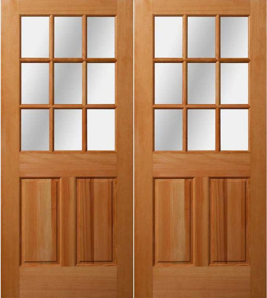 WDMA 64x80 Door (5ft4in by 6ft8in) Exterior Fir 1-3/4in 9 light Double Door 1