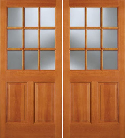 WDMA 64x80 Door (5ft4in by 6ft8in) Exterior Fir 944 9 Lite 2 Panel Double Door 1