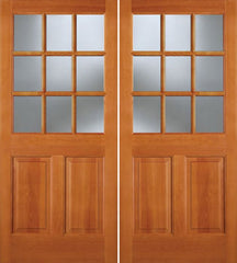 WDMA 64x80 Door (5ft4in by 6ft8in) Exterior Fir 944 9 Lite 2 Panel Double Door 1