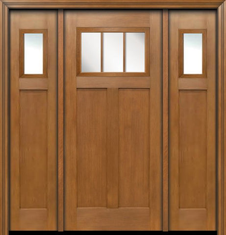 WDMA 64x80 Door (5ft4in by 6ft8in) Exterior Fir Craftsman Top 3 Lite Single Entry Door Sidelights 1
