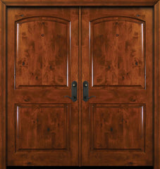 WDMA 64x80 Door (5ft4in by 6ft8in) Exterior Knotty Alder 80in Double Arch 2 Panel Estancia Alder Door 1