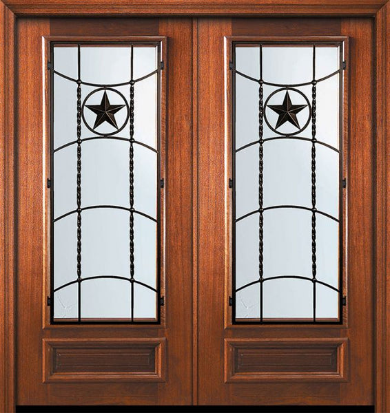 WDMA 64x80 Door (5ft4in by 6ft8in) Exterior Mahogany 80in Double 3/4 Lite Texan Door 1