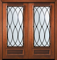 WDMA 64x80 Door (5ft4in by 6ft8in) Exterior Mahogany 80in Double 3/4 Lite La Salle Door 1