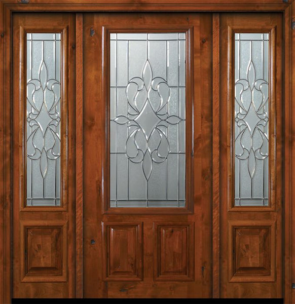 WDMA 64x80 Door (5ft4in by 6ft8in) Exterior Knotty Alder 36in x 80in 2/3 Lite New Orleans Alder Door /2side 1