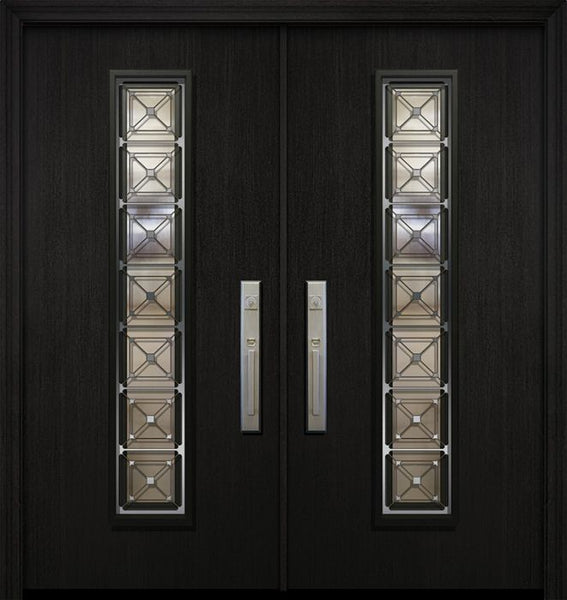 WDMA 64x80 Door (5ft4in by 6ft8in) Exterior Mahogany 80in Double Malibu Contemporary Door with Speakeasy 1