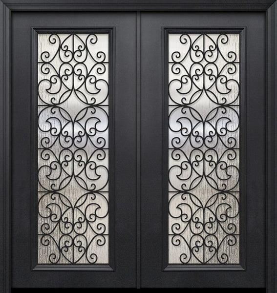 WDMA 64x80 Door (5ft4in by 6ft8in) Exterior 80in ThermaPlus Steel Florence 1 Panel Full Lite GBG Double Door 1