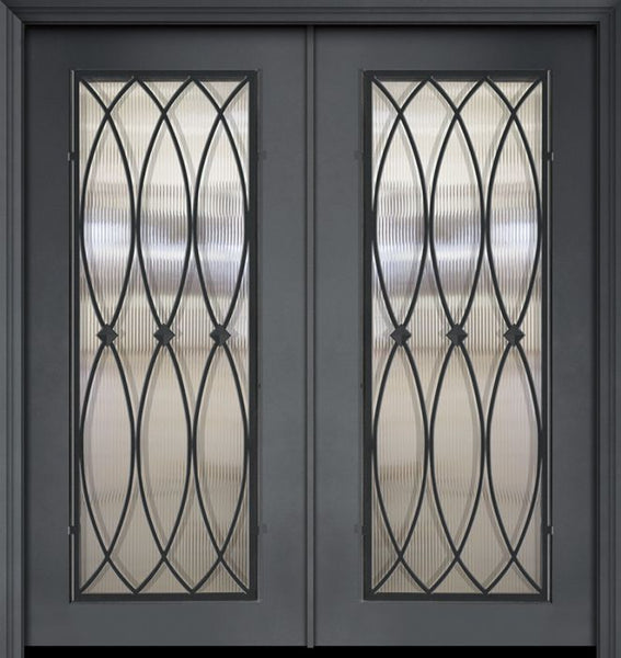 WDMA 64x80 Door (5ft4in by 6ft8in) Exterior 80in ThermaPlus Steel La Salle 1 Panel Full Lite Double Door 1