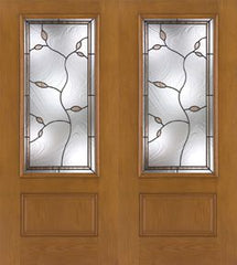 WDMA 64x80 Door (5ft4in by 6ft8in) Exterior Oak Fiberglass Impact Door 3/4 Lite Avonlea 6ft8in 2 Sidelight 1