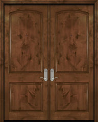 WDMA 64x96 Door (5ft4in by 8ft) Exterior Knotty Alder 96in Double Arch 2 Panel Estancia Alder Door 1