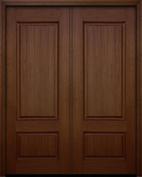 WDMA 64x96 Door (5ft4in by 8ft) Exterior Mahogany IMPACT | 96in Double 2 Panel Square V-grooved Door 1