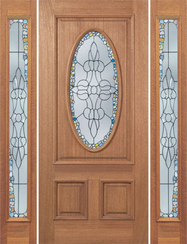 WDMA 66x80 Door (5ft6in by 6ft8in) Exterior Mahogany Maryvale Single Door/2side w/ Tiffany Glass 1