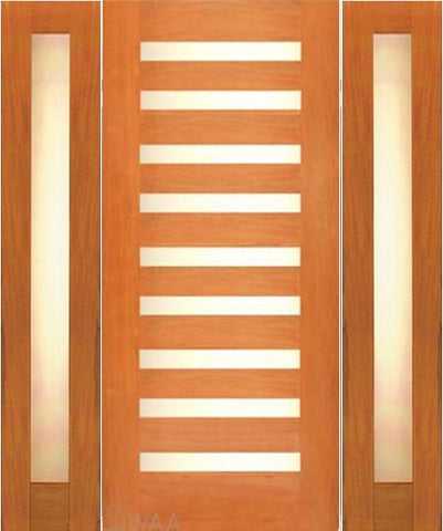 WDMA 66x80 Door (5ft6in by 6ft8in) Exterior Mahogany Contemporary Single Door with two Sidelights Laminated Glass 1