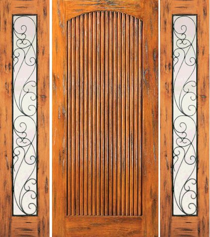 WDMA 66x80 Door (5ft6in by 6ft8in) Exterior Knotty Alder Door with Two Sidelights Prehung Tambour 1