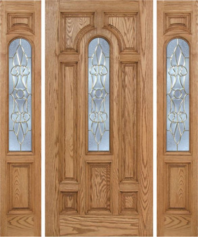 WDMA 66x80 Door (5ft6in by 6ft8in) Exterior Oak Carrick Single Door/2side w/ L Glass - 6ft8in Tall 1