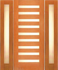 WDMA 66x96 Door (5ft6in by 8ft) Exterior Mahogany Contemporary Single Door with two Sidelights Laminated Glass 1