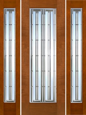 WDMA 66x96 Door (5ft6in by 8ft) Exterior Mahogany 2-1/4in Thick Contemporary Door Sidelights Art Glass 1