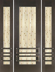 WDMA 66x96 Door (5ft6in by 8ft) Exterior Mahogany 2-1/4in Thick Door Sidelights Art Glass Iron Work 1