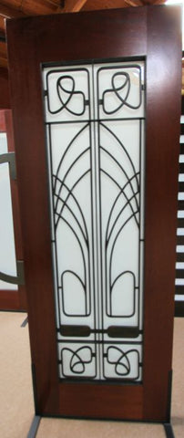 WDMA 66x96 Door (5ft6in by 8ft) Exterior Mahogany 2-1/4in Thick Art Nouveau Door Sidelights Low-E Glass Iron Work 3