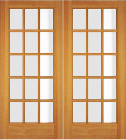 WDMA 68x78 Door (5ft8in by 6ft6in) Exterior Swing Alder Wood Full Lite 15 Lite Double Door 1