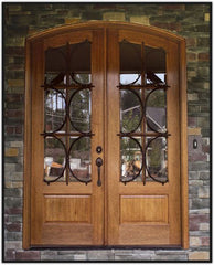 WDMA 68x78 Door (5ft8in by 6ft6in) French Mahogany Tiffany TDL/SDL Lancaster Double Door/Arch Top 2