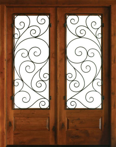 WDMA 68x78 Door (5ft8in by 6ft6in) Exterior Knotty Alder Oconee Burlwood Double Door 1