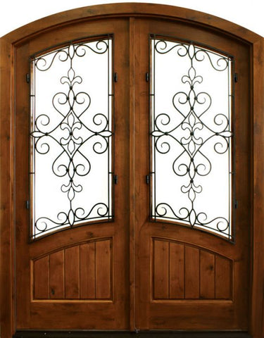 WDMA 68x78 Door (5ft8in by 6ft6in) Exterior Knotty Alder Keowee Gilford Double Door/Arch Top 1