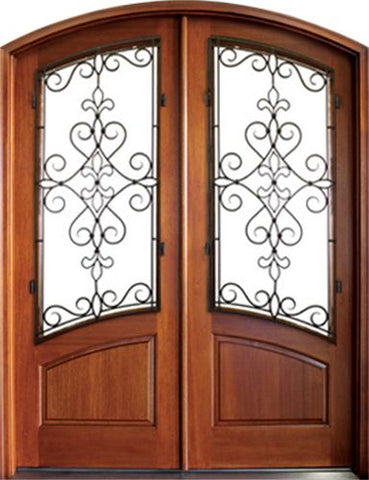WDMA 68x78 Door (5ft8in by 6ft6in) Exterior Mahogany Gilford Double Door/Arch Top Aberdeen 1