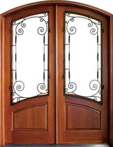 WDMA 68x78 Door (5ft8in by 6ft6in) Exterior Mahogany Boneau Double Door/Arch Top Aberdeen 1