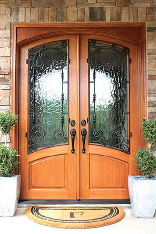 WDMA 68x78 Door (5ft8in by 6ft6in) Exterior Mahogany Boneau Double Door/Arch Top Aberdeen 2