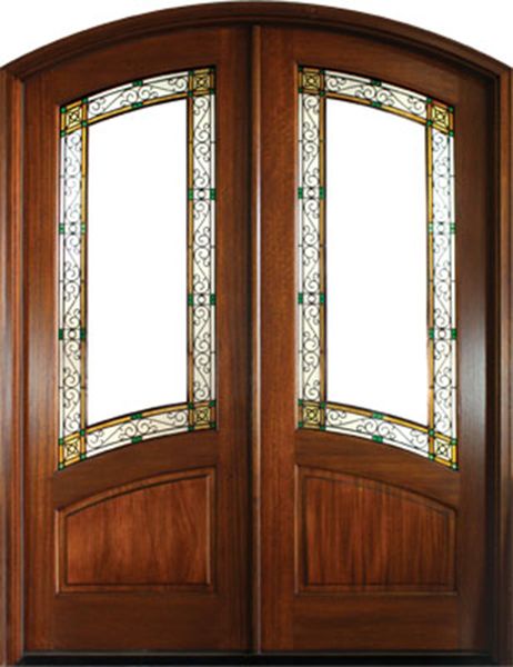 WDMA 68x78 Door (5ft8in by 6ft6in) Exterior Mahogany Gloucester Double Door/Arch Top Aberdeen 1