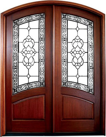 WDMA 68x78 Door (5ft8in by 6ft6in) Exterior Mahogany Lake Norman Double Door/Arch Top Aberdeen 1