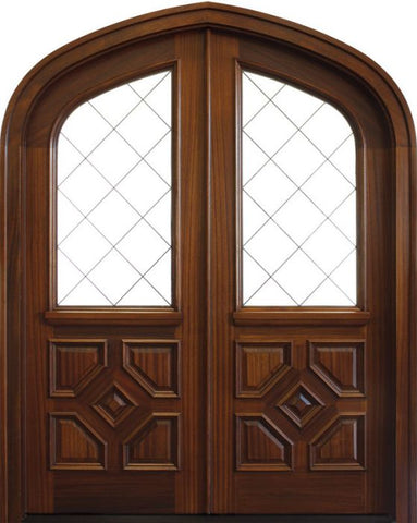 WDMA 68x78 Door (5ft8in by 6ft6in) Exterior Mahogany Canterbury Double Door/Arch Top Renaissance 1
