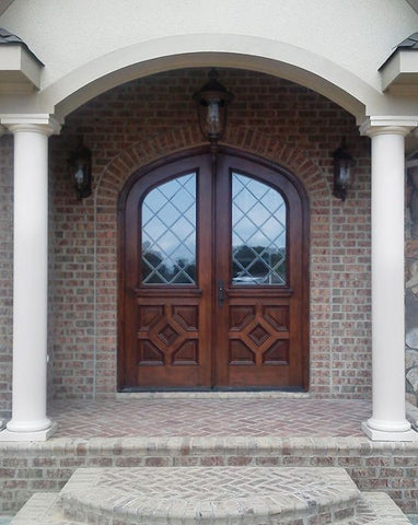 WDMA 68x78 Door (5ft8in by 6ft6in) Exterior Mahogany Canterbury Double Door/Arch Top Renaissance 2
