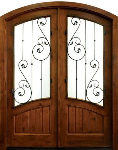 WDMA 68x78 Door (5ft8in by 6ft6in) Exterior Knotty Alder Keowee Tanglewood Double Door/Arch Top 1